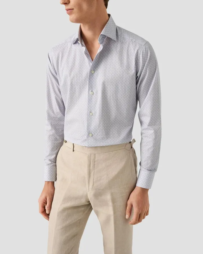 Men Geometric Signature Twill Shirt Pink Eton Dress Shirts