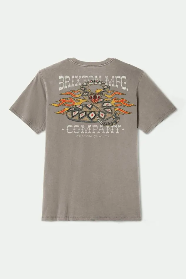 Men Hardee SS Standard TShirt Cinder Worn Wash Brixton TShirts