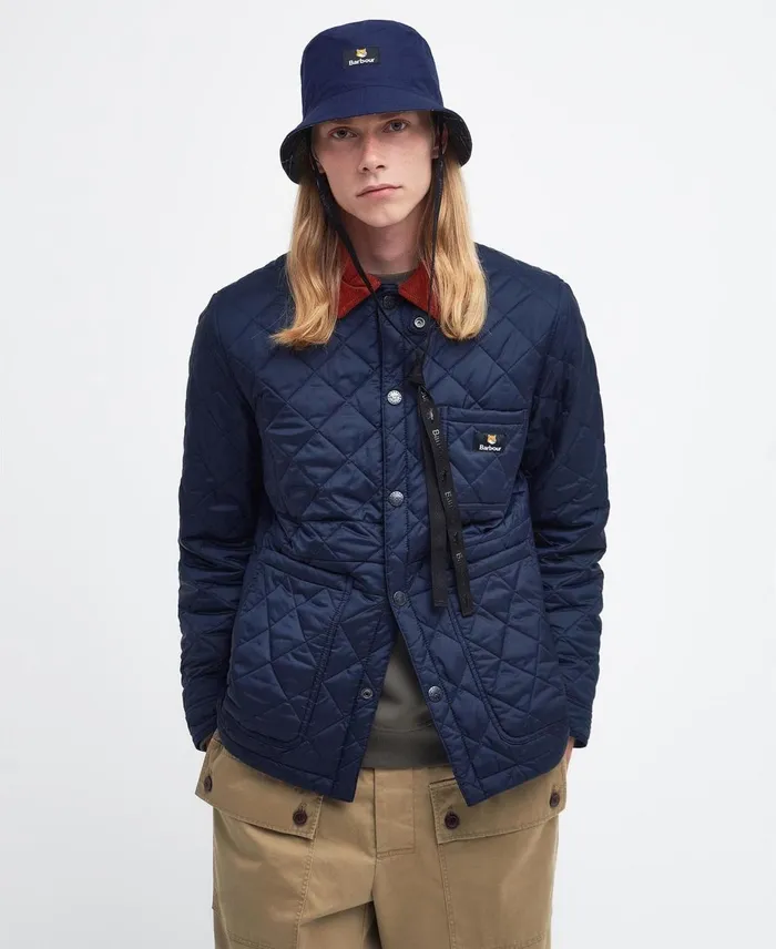 Men Hats Barbour X Maison Kitsun Reversible Bucket Hat Dark Navy