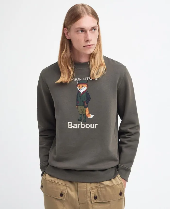 Men Hoodies and Sweatshirts Barbour X Maison Kitsun Beaufort Fox Sweatshirt Uniform Green