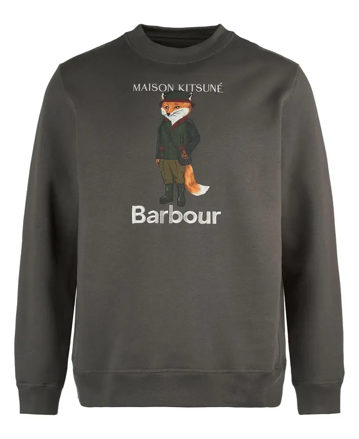 Men Hoodies and Sweatshirts Barbour X Maison Kitsun Beaufort Fox Sweatshirt Uniform Green Men Hoodies and Sweatshirts Barbour X Maison Kitsun Beaufort Fox Sweatshirt Uniform Green
