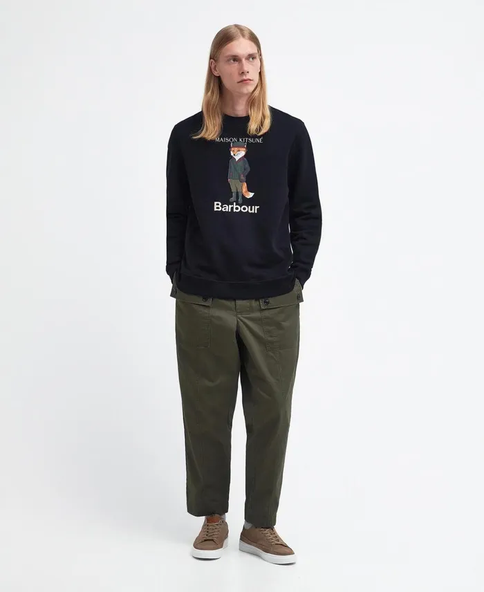 Men Hoodies and Sweatshirts Barbour X Maison Kitsun Beaufort Fox Sweatshirt Uniform Green Men Hoodies and Sweatshirts Barbour X Maison Kitsun Beaufort Fox Sweatshirt Uniform Green