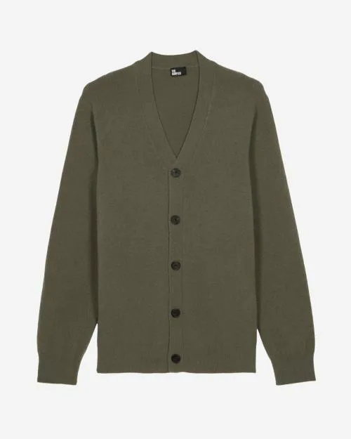 Men Jumpers and Cardigans The Kooples Khaki Cashmere Cardigan Olive Kaki