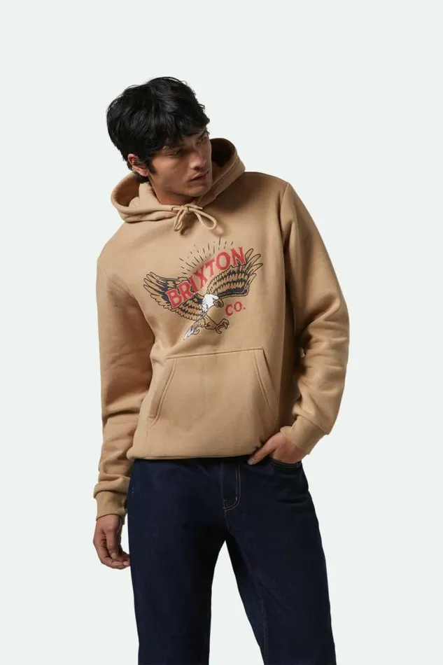 Men Keller Hoodie Sand Brixton Sweatshirts and Hoodies