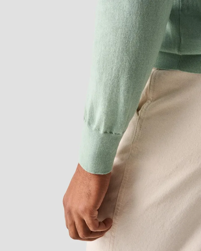 Men Knit Polo Shirt Green Eton Knitwear Men Knit Polo Shirt Green Eton Knitwear
