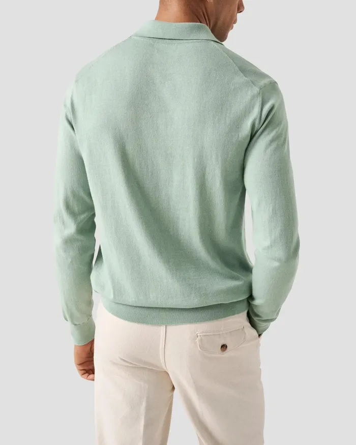 Men Knit Polo Shirt Green Eton Knitwear Men Knit Polo Shirt Green Eton Knitwear