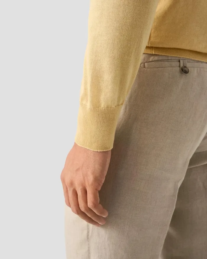 Men Knit Polo Shirt Yellow Eton Knitwear Men Knit Polo Shirt Yellow Eton Knitwear