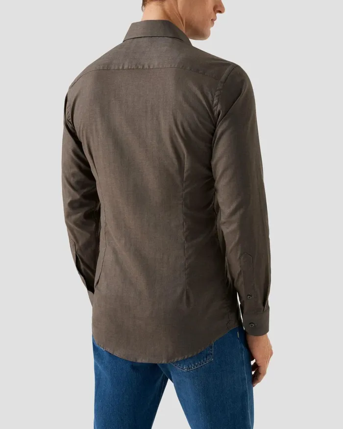 Men Lightweight Twill Shirt Brown Eton Dress Shirts