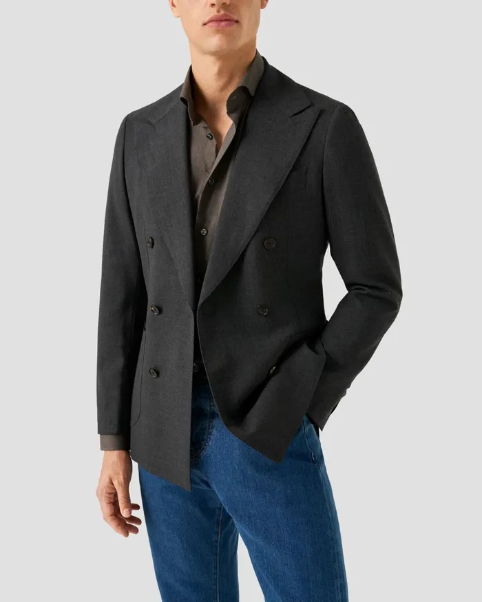 Men Lightweight Twill Shirt Brown Eton Dress Shirts