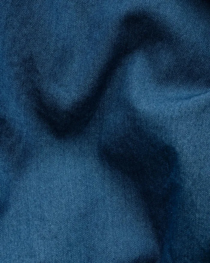 Men Mid Blue Denim Shirt Blue Eton Casual Shirts
