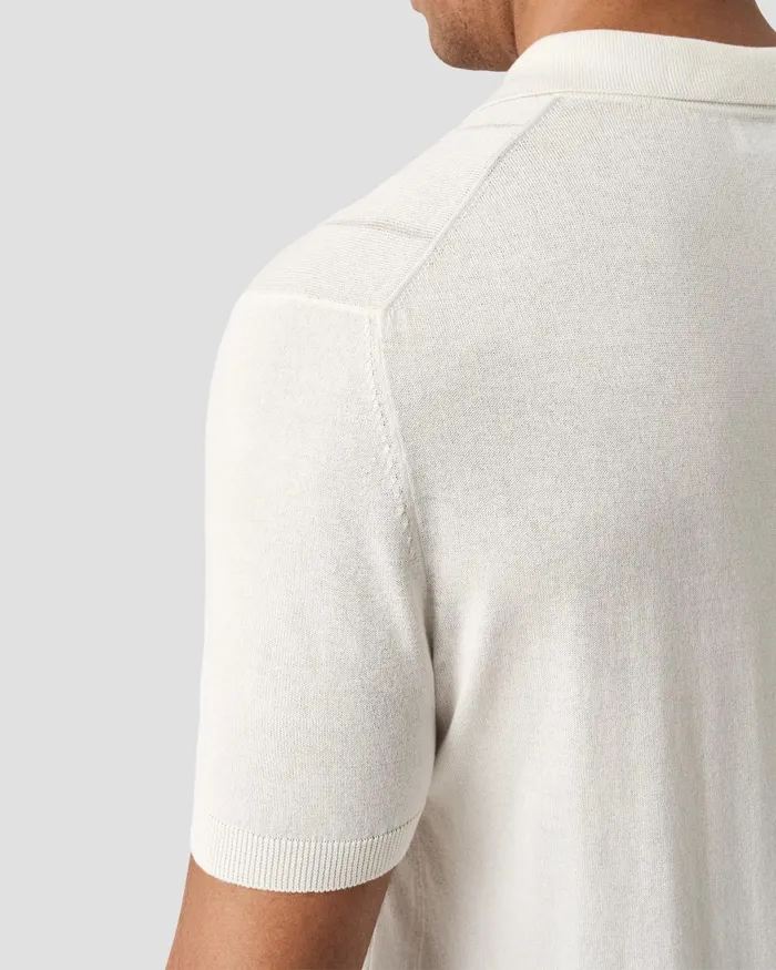 Men Open Collar Polo Shirt White Eton Knitwear Men Open Collar Polo Shirt White Eton Knitwear