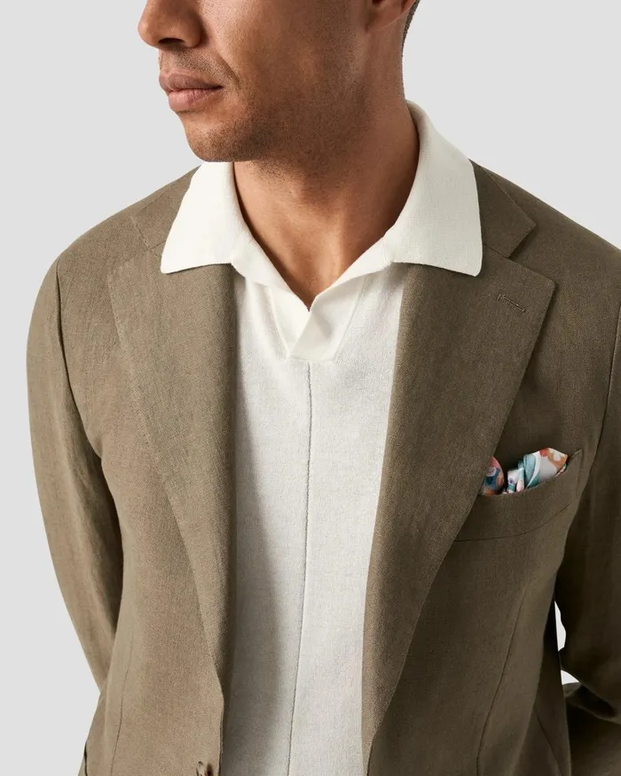 Men Open Collar Polo Shirt White Eton Knitwear Men Open Collar Polo Shirt White Eton Knitwear