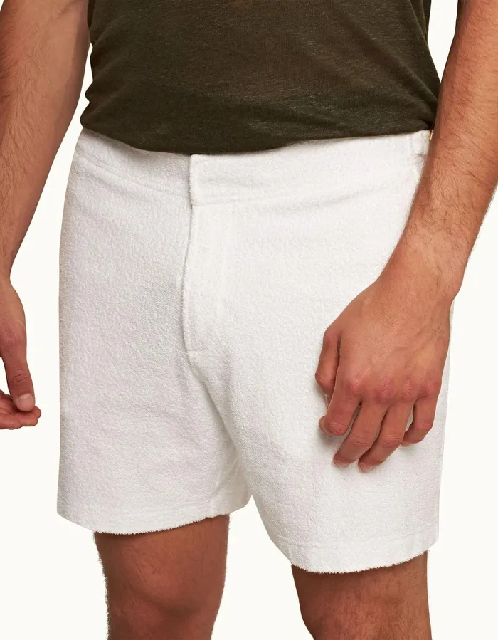 Men Orlebar Brown Day Shorts Bulldog Towelling White