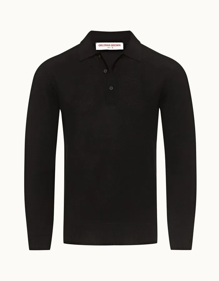 Men Orlebar Brown Polo Shirts Maranon Black