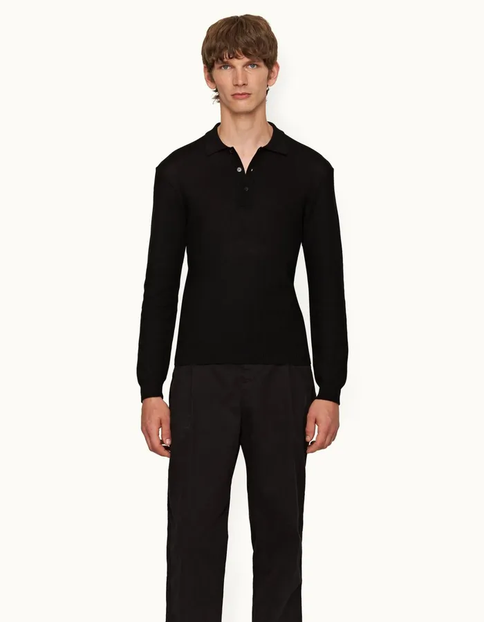 Men Orlebar Brown Polo Shirts Maranon Black