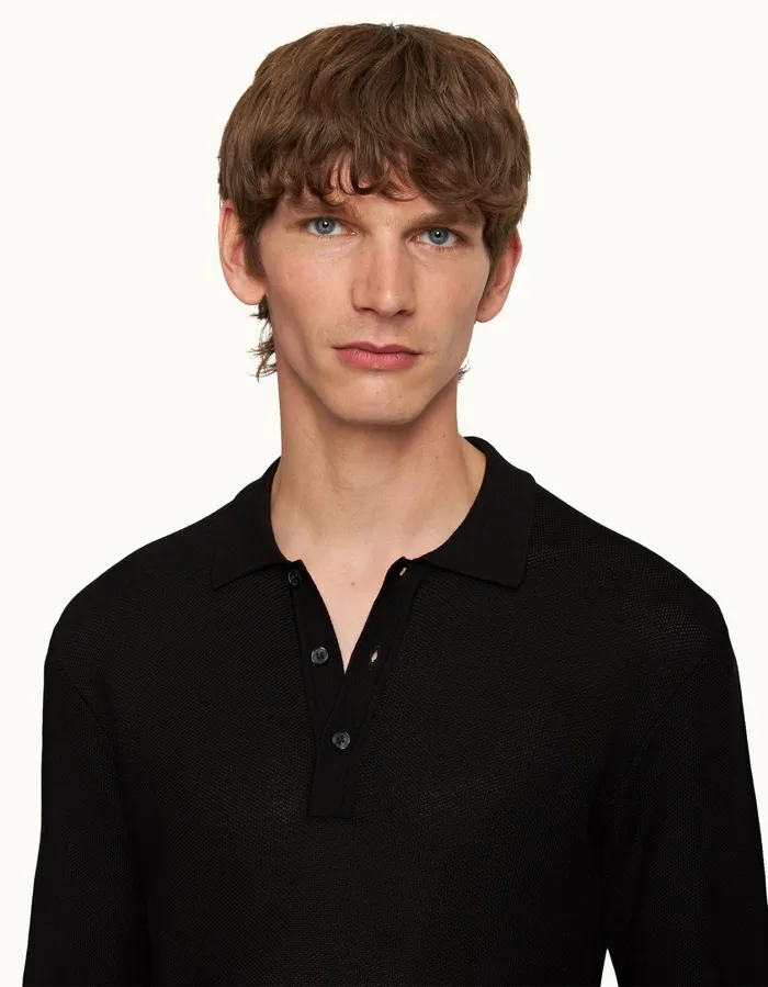 Men Orlebar Brown Polo Shirts Maranon Black