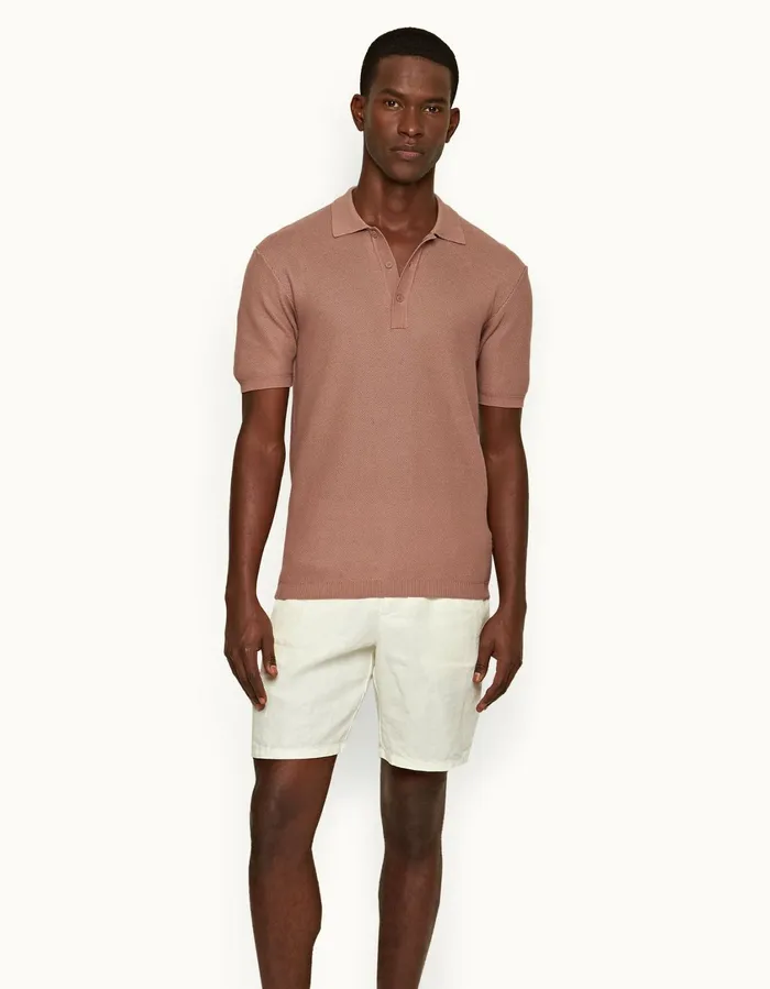 Men Orlebar Brown Polo Shirts Maranon Caramel Pink