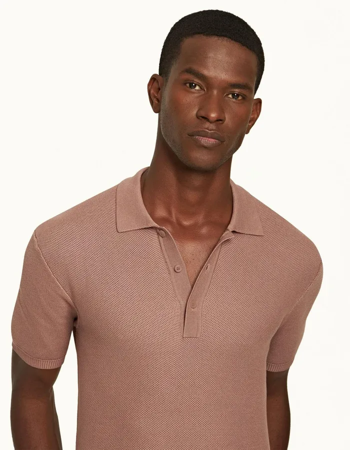 Men Orlebar Brown Polo Shirts Maranon Caramel Pink