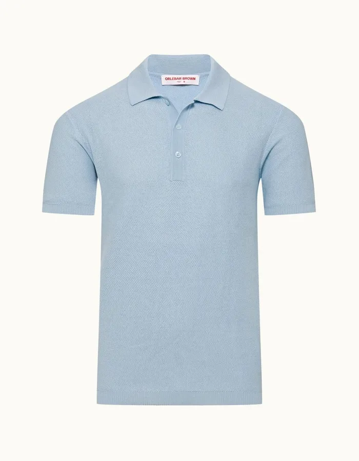 Men Orlebar Brown Polo Shirts Maranon Powdered Sky