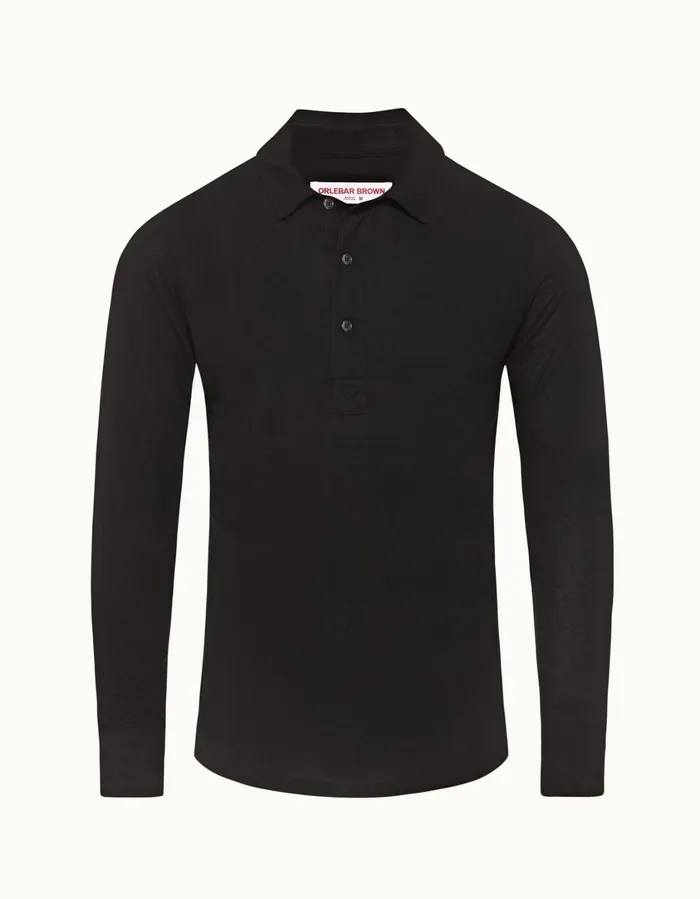 Men Orlebar Brown Polo Shirts Sebastian Cashmere Black