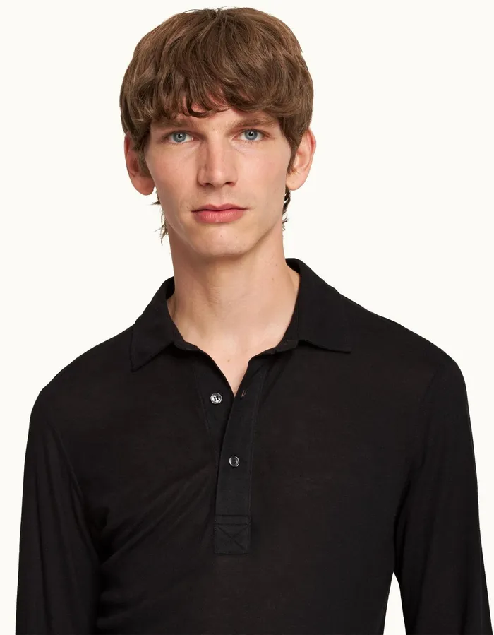 Men Orlebar Brown Polo Shirts Sebastian Cashmere Black