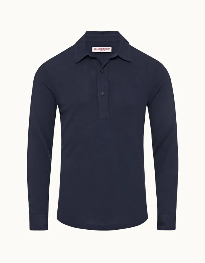 Men Orlebar Brown Polo Shirts Sebastian Cashmere Lagoon Blue