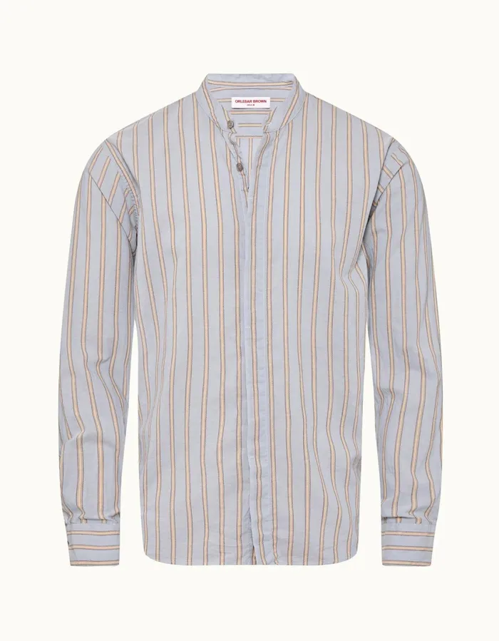 Men Orlebar Brown Shirts Dekker Stripe Island Skywhite