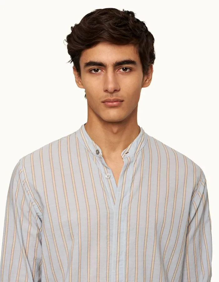 Men Orlebar Brown Shirts Dekker Stripe Island Skywhite