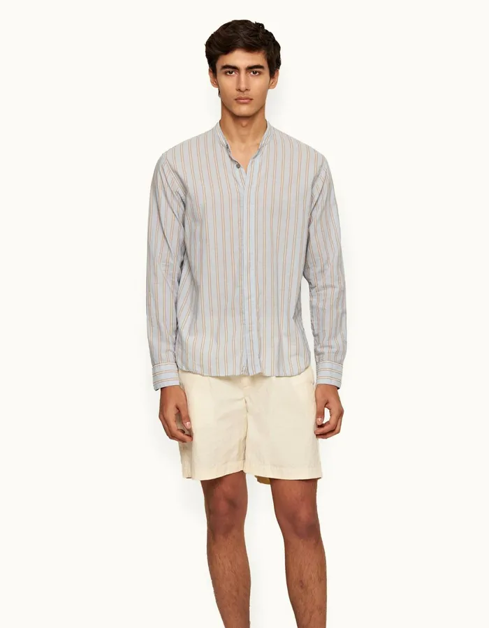 Men Orlebar Brown Shirts Dekker Stripe Island Skywhite