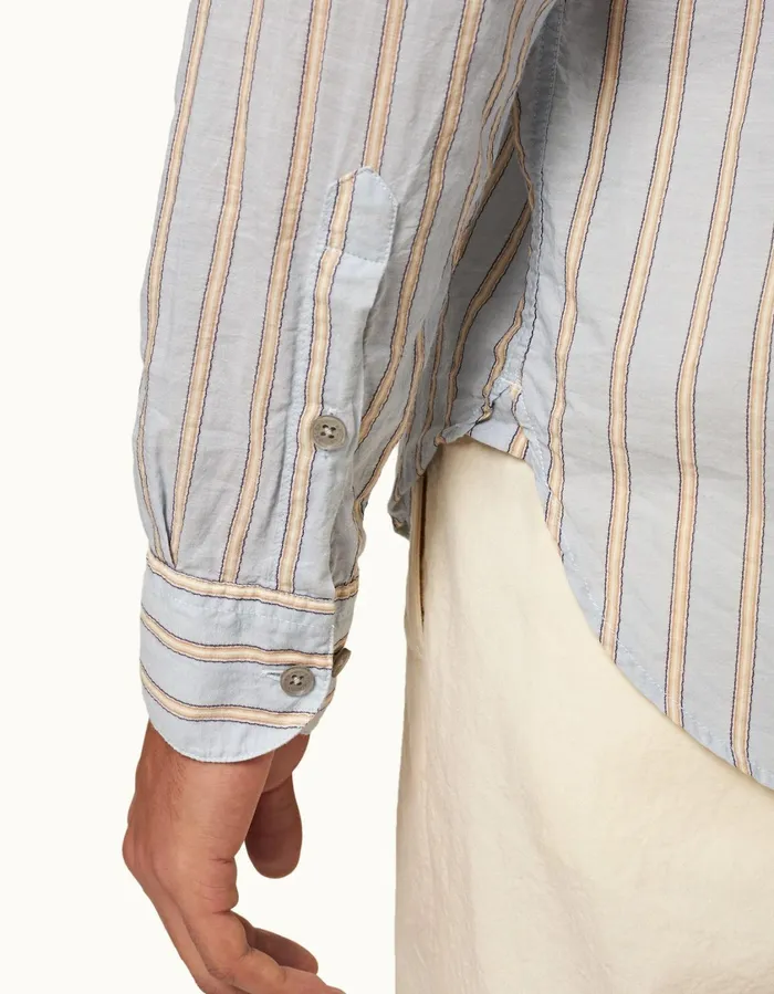 Men Orlebar Brown Shirts Dekker Stripe Island Skywhite