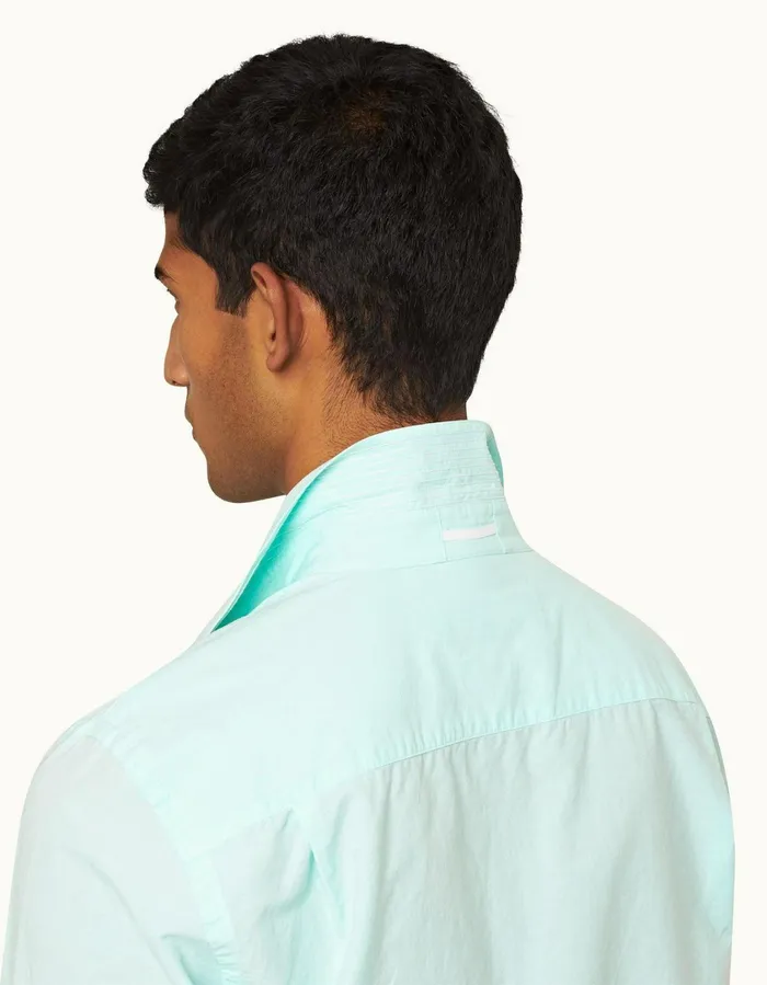 Men Orlebar Brown Shirts Giles Chainstitch Clear Skywhite