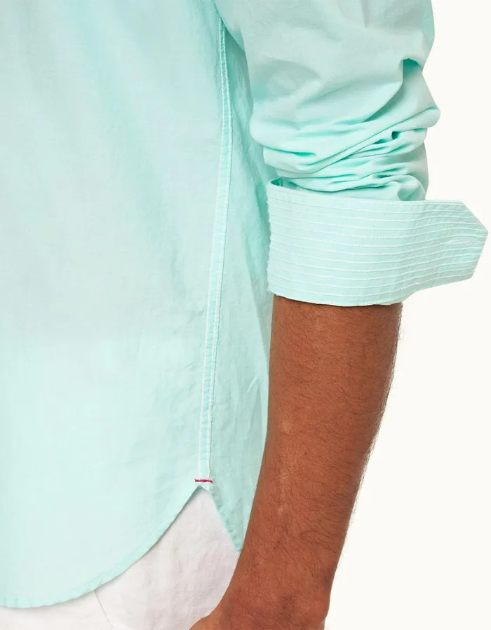 Men Orlebar Brown Shirts Giles Chainstitch Clear Skywhite