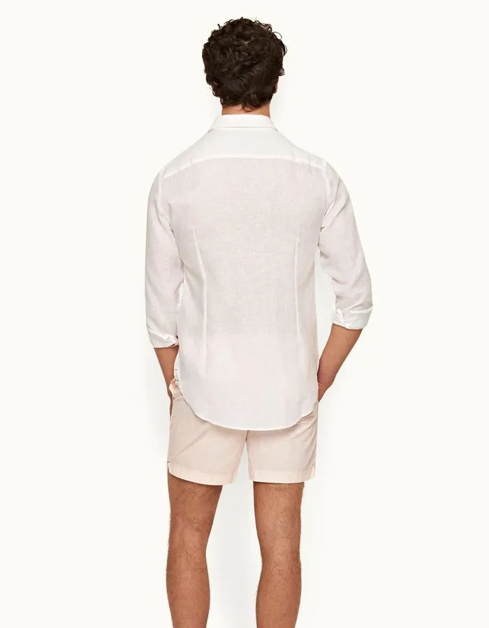 Men Orlebar Brown Shirts Giles Linen Matchstickwhite