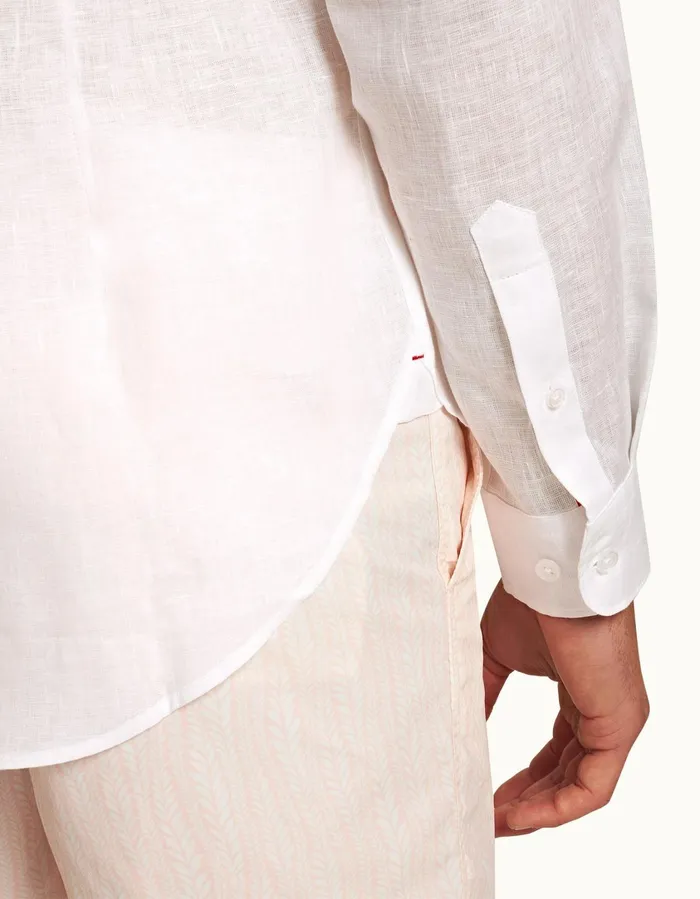 Men Orlebar Brown Shirts Giles Linen Matchstickwhite