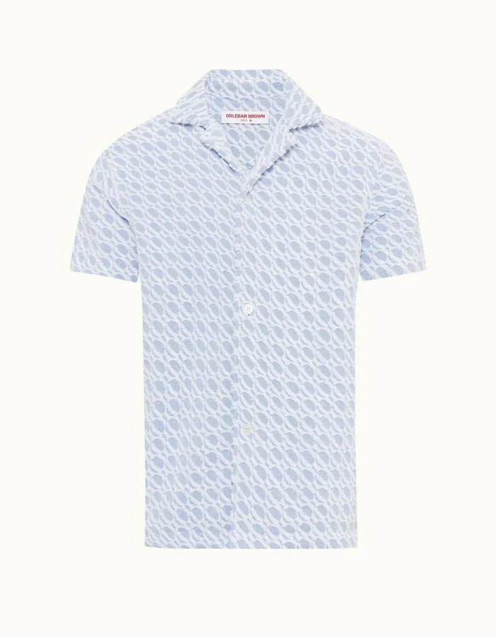 Men Orlebar Brown Shirts Howell Towelling Wish Blue