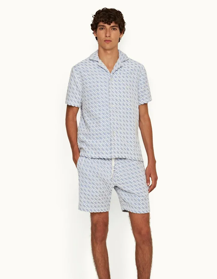 Men Orlebar Brown Shirts Howell Towelling Wish Blue