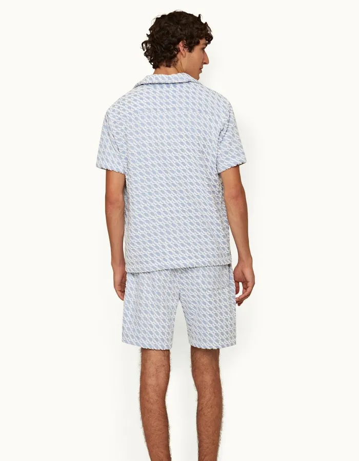 Men Orlebar Brown Shirts Howell Towelling Wish Blue