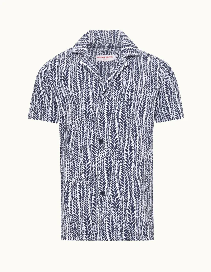 Men Orlebar Brown Shirts Howell Whitelagoon Blue