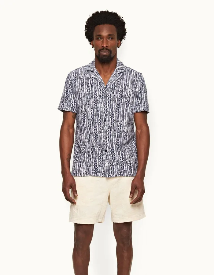 Men Orlebar Brown Shirts Howell Whitelagoon Blue