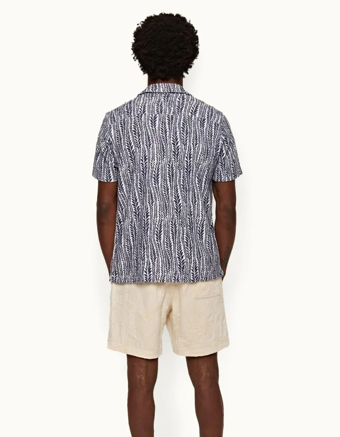 Men Orlebar Brown Shirts Howell Whitelagoon Blue