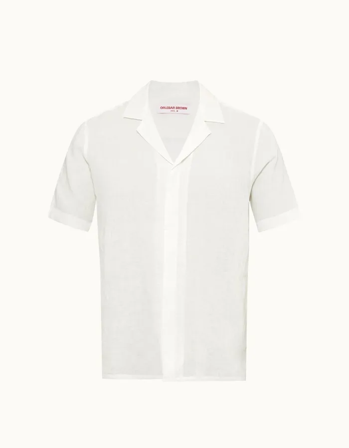 Men Orlebar Brown Shirts Maitan Linen White