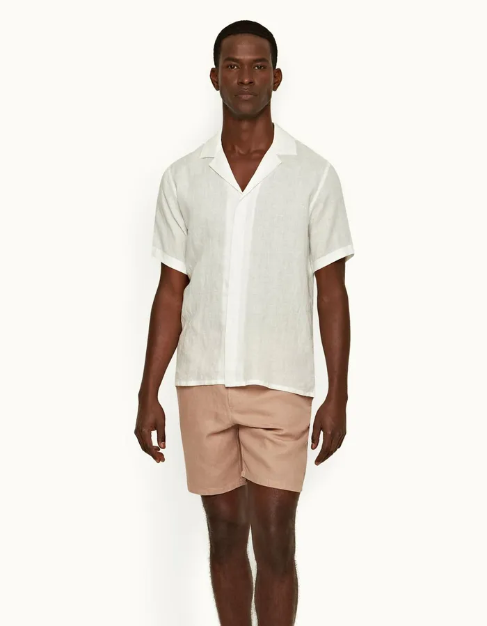 Men Orlebar Brown Shirts Maitan Linen White