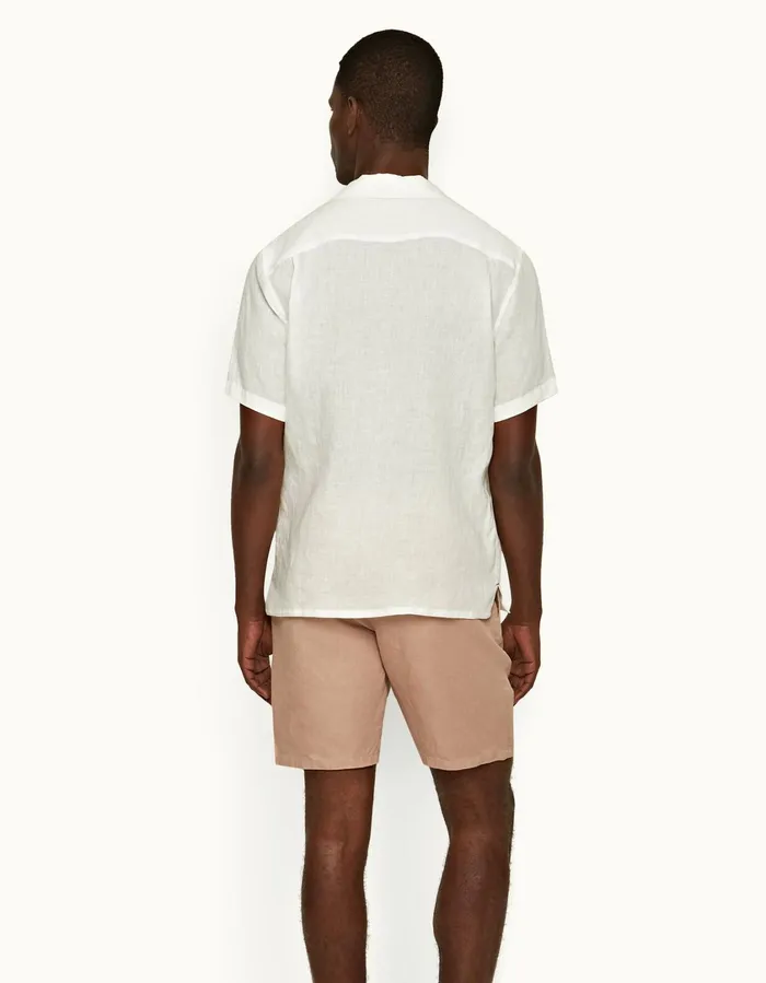 Men Orlebar Brown Shirts Maitan Linen White