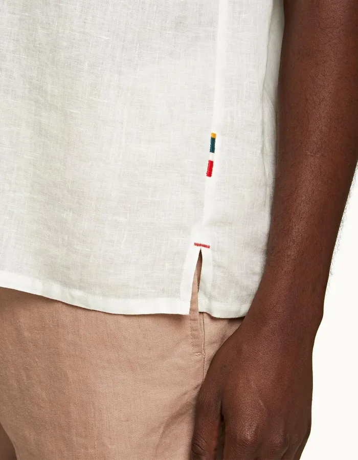 Men Orlebar Brown Shirts Maitan Linen White