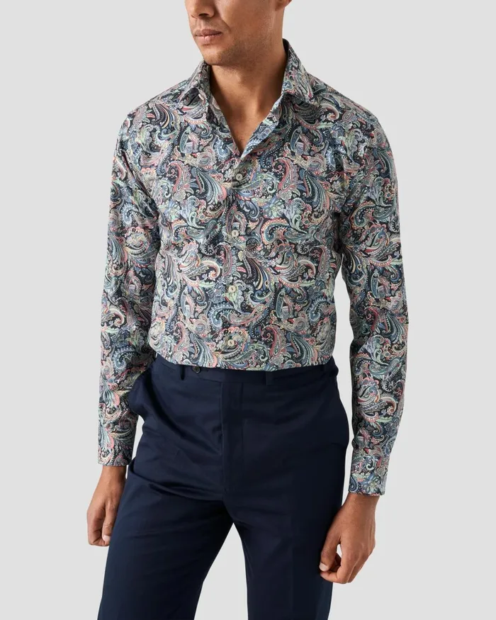 Men Paisley Signature Twill Shirt Colored Eton Dress Shirts