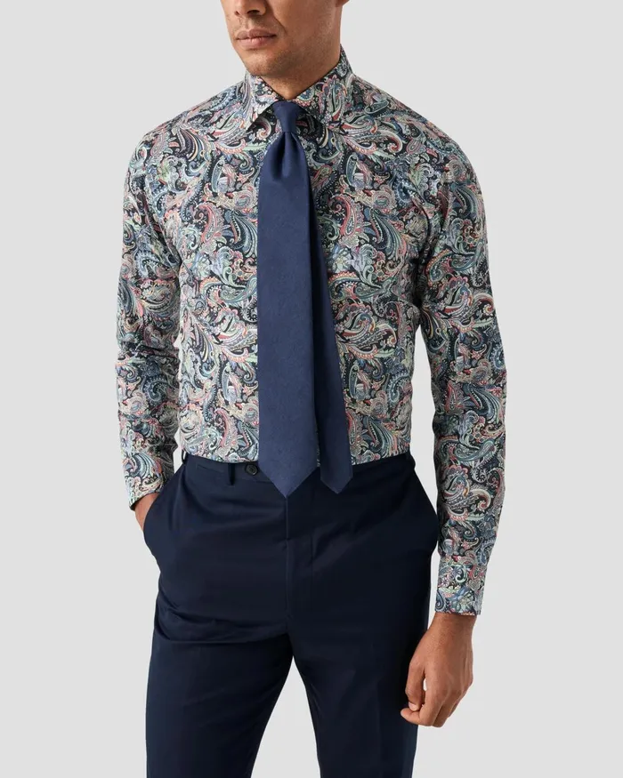 Men Paisley Signature Twill Shirt Colored Eton Dress Shirts Men Paisley Signature Twill Shirt Colored Eton Dress Shirts