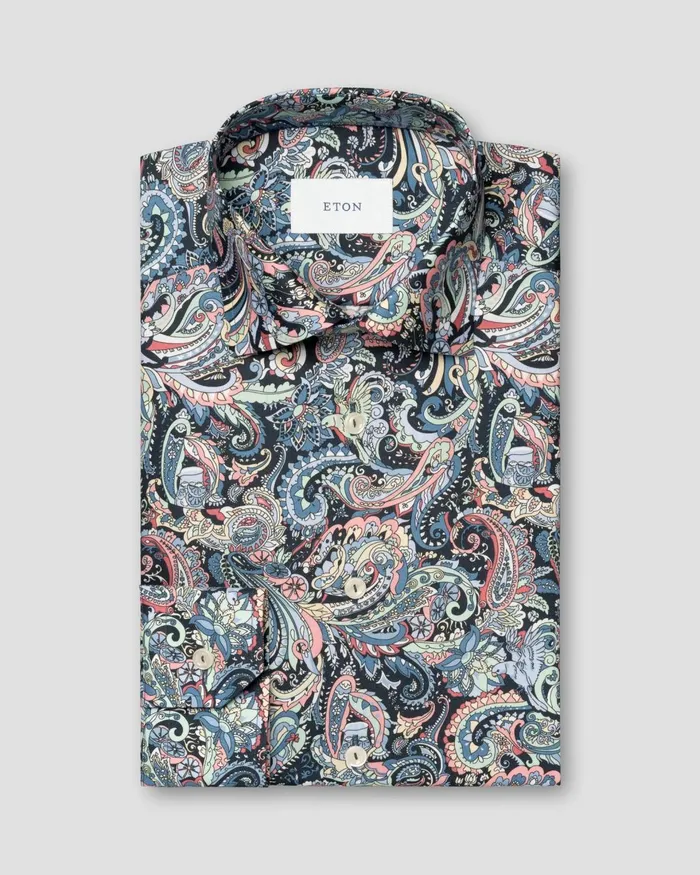 Men Paisley Signature Twill Shirt Colored Eton Dress Shirts Men Paisley Signature Twill Shirt Colored Eton Dress Shirts