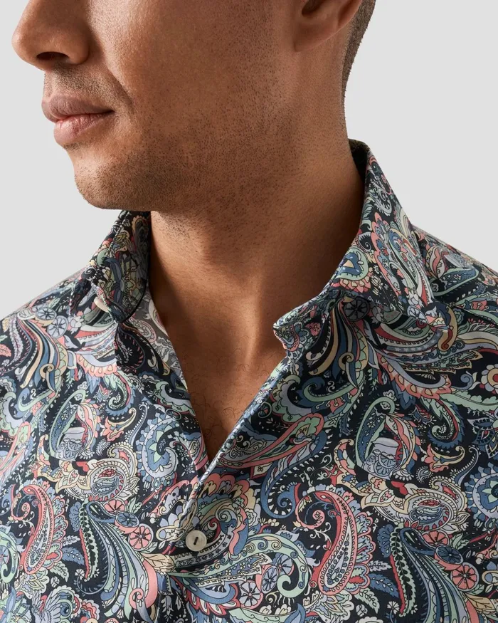 Men Paisley Signature Twill Shirt Colored Eton Dress Shirts Men Paisley Signature Twill Shirt Colored Eton Dress Shirts