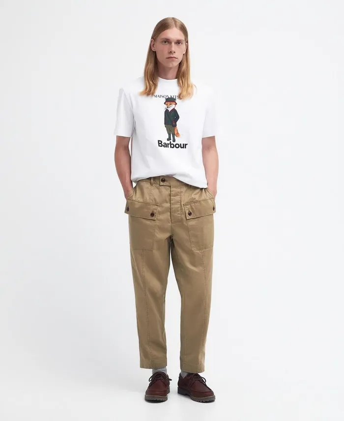 Men Pants Barbour X Maison Kitsun Cargo Trousers Uniform Green