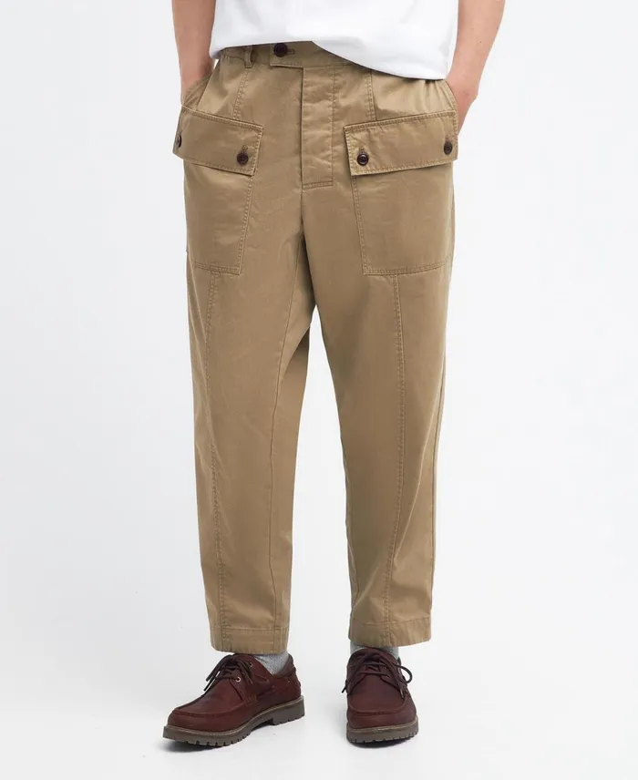 Men Pants Barbour X Maison Kitsun Cargo Trousers Uniform Green Men Pants Barbour X Maison Kitsun Cargo Trousers Uniform Green